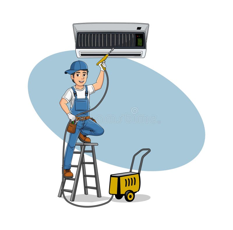 hvac service cartoon character design illustration vector eps format suitable your needs logo animation etc 302440808