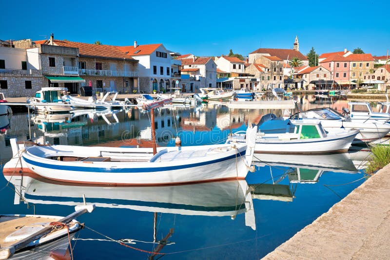 Hvar. Old town f Vrboska waterfront view