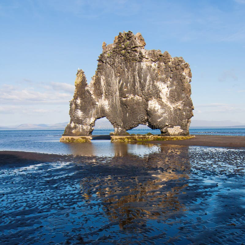 Hvitserkur, monolith of basaltic rock in Vatnsnes peninsula, Northern Iceland. Hvitserkur, monolith of basaltic rock in Vatnsnes peninsula, Northern Iceland.