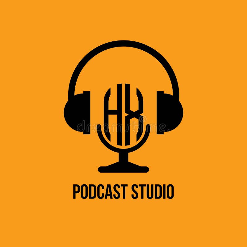 Hx monogram hoofdtelefoon- en microfoonstijl royalty-vrije illustratie