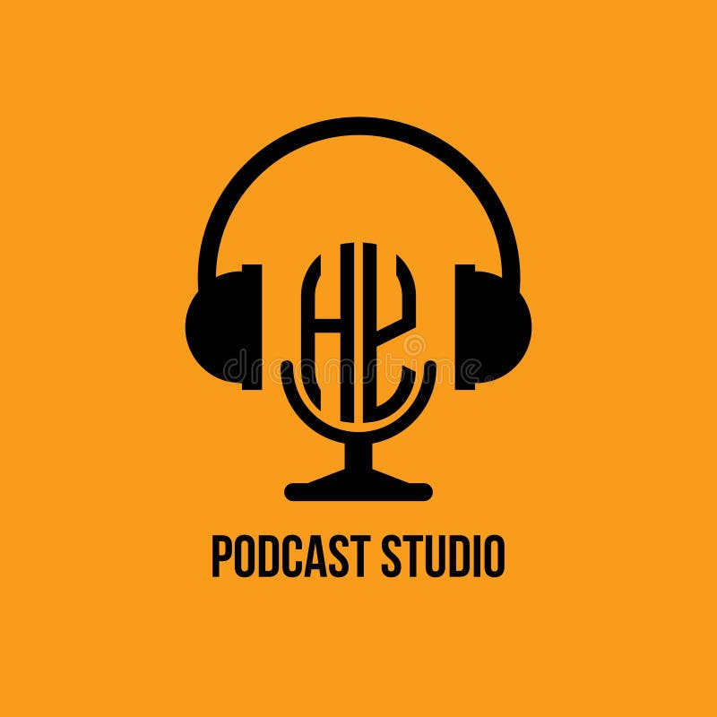 Hy monogram hoofdtelefoon- en microfoonstijl vector illustratie