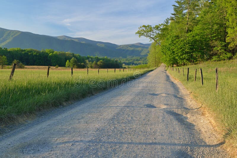 Spring landscape of Hyatt Lane, Cades Cove, Great Smoky Mountains National Park, Tennessee, USA. Spring landscape of Hyatt Lane, Cades Cove, Great Smoky Mountains National Park, Tennessee, USA