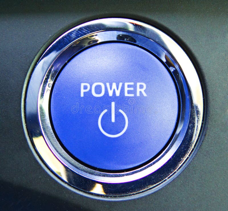 Hybrid Car Engine Start Button, Automobile Industry Stock Photo Image