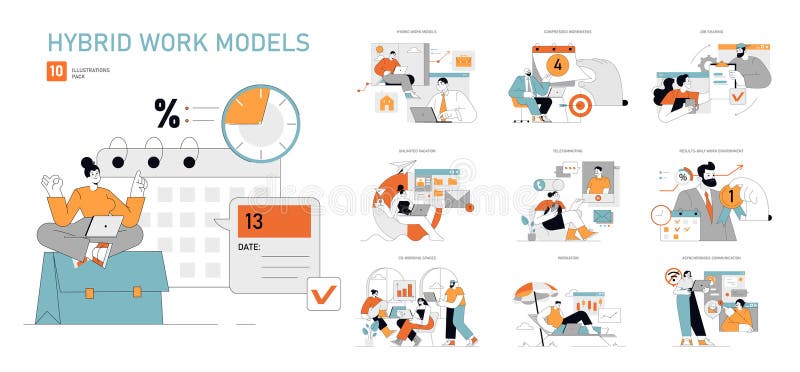 Hybrid Work Models Vector illustration stock illustration