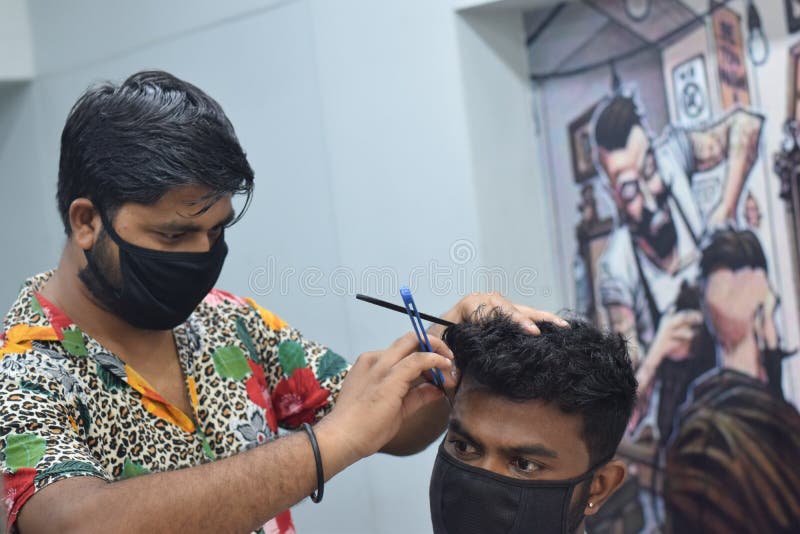 Hyderabad, Telangana, India. June-29-2020: a Hairdresser, Wearing a Protective Face Mask, Works in a Barber Shop Editorial Image - Image of haircut, coiffeur: 190954580 Hyderabad, Telangana, India. June-29-2020: a Hairdresser, Wearing a Protective Face Mask, Works in a Barber Shop Editorial Image - Image of haircut, coiffeur: 190954580