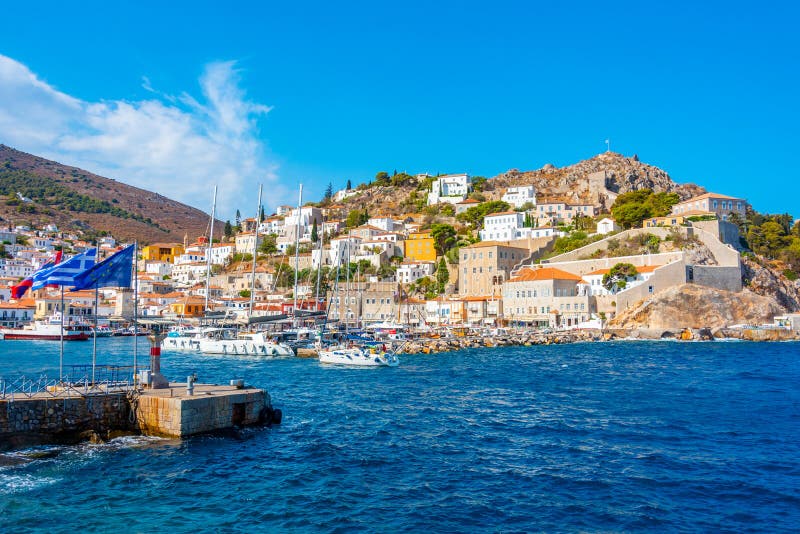 Hydra, Greece, September 5, 2022 View of Port of Hydra in Greec