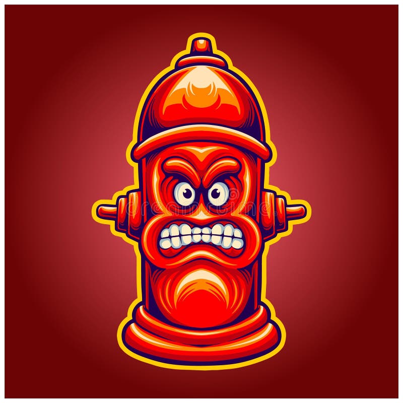 Hydrant hose fierce fire fighter logo illustration