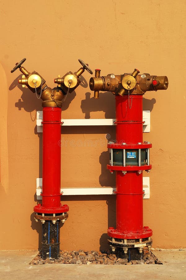 Hydrant with Water Hoses and Fire Extinguish Stock Image Image of