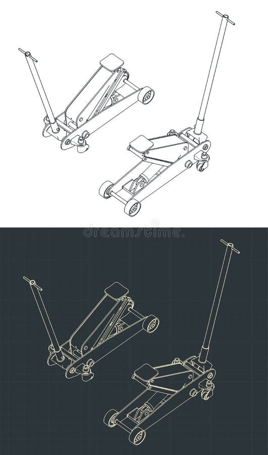 Hydraulic Car Jack Isometric Drawings Stock Vector Illustration of