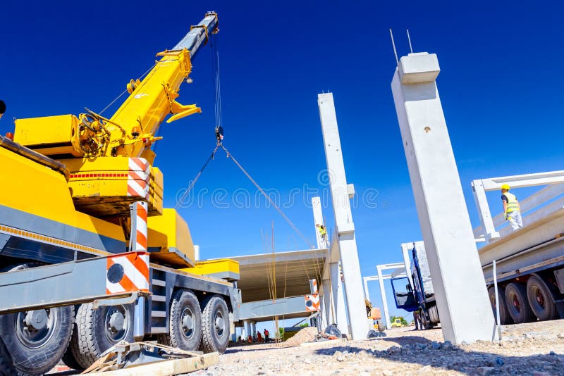 Hydraulic crane foot is supported by for safety, Lateral stabilizer royalty free stock image