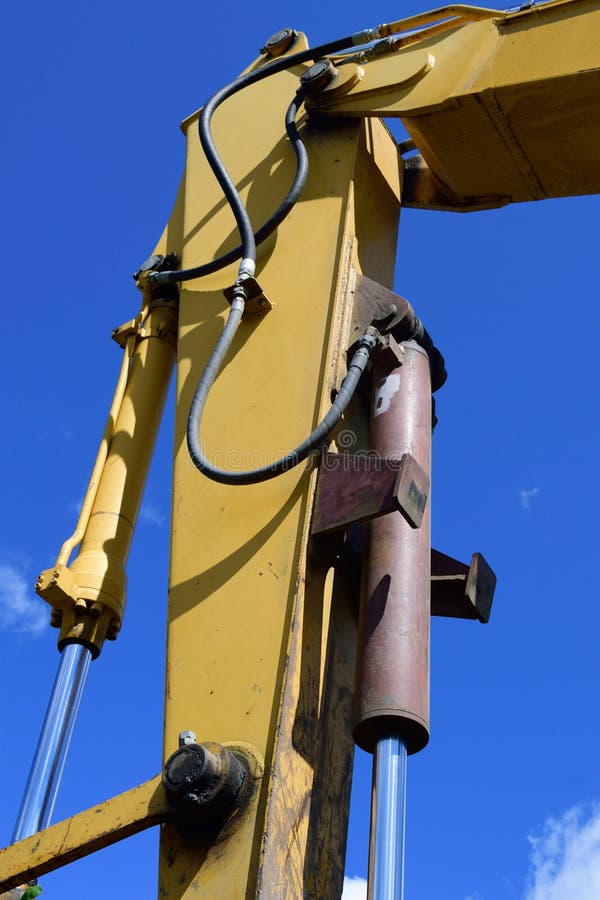 Hydraulic Cylinder on Excavator Arm Stock Image Image of loader