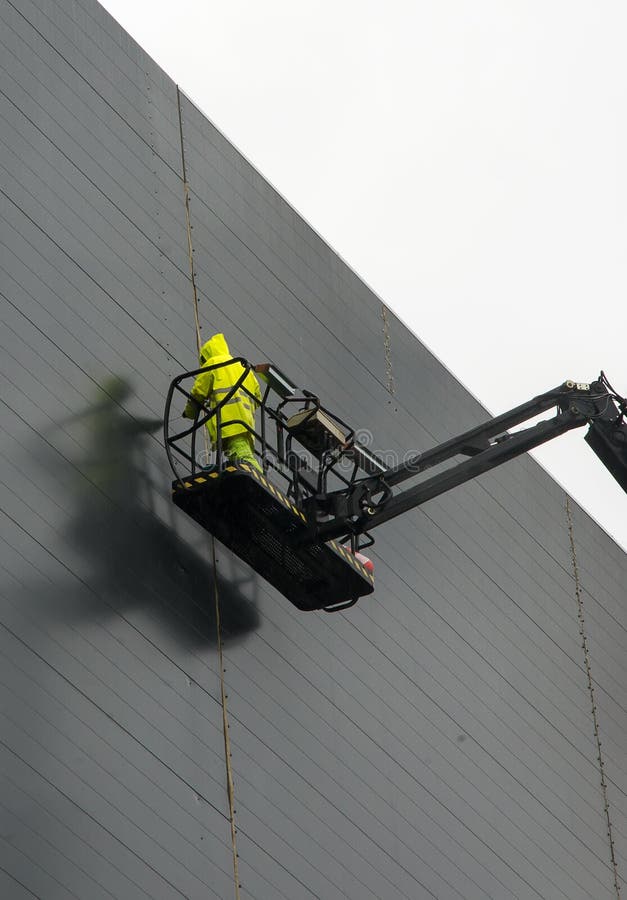 Hydraulic Lift With Worker. Stock Image Image of commercial