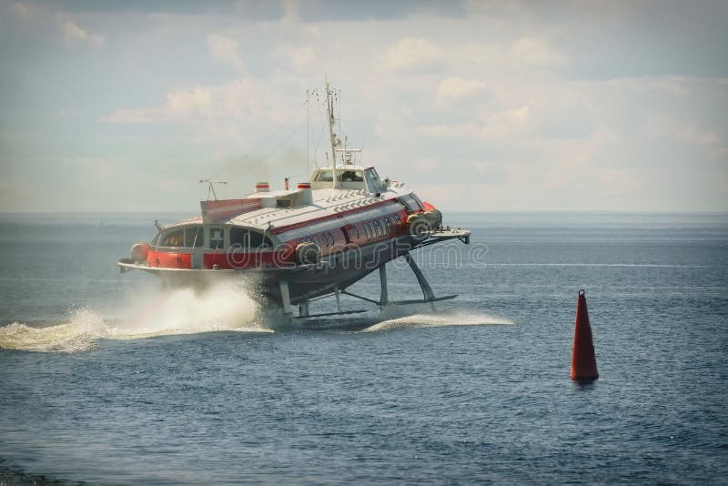 Hydrofoil boat on water editorial image. Image of 