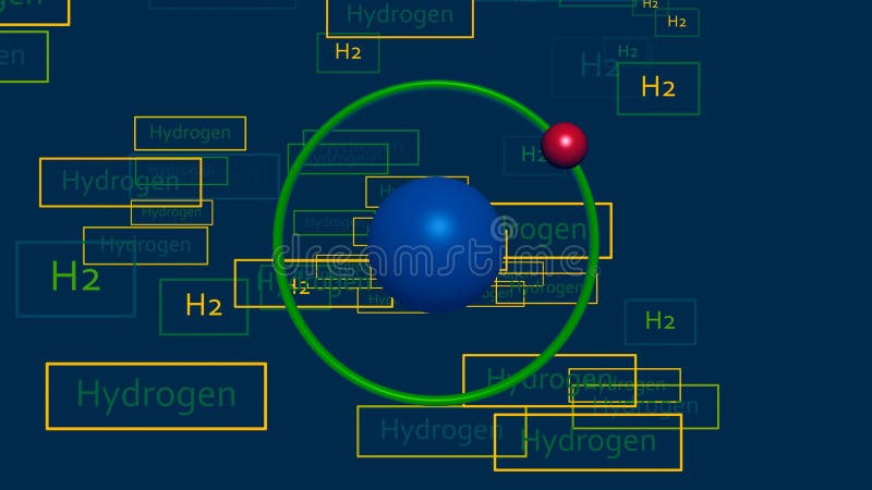 Hydrogen atomic level rotating nucleus info graphic royalty free illustration