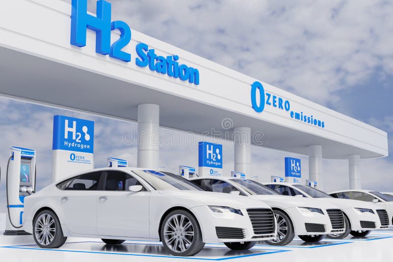 Hydrogen Fuel Car Charging Station White Color Visual Concept Design