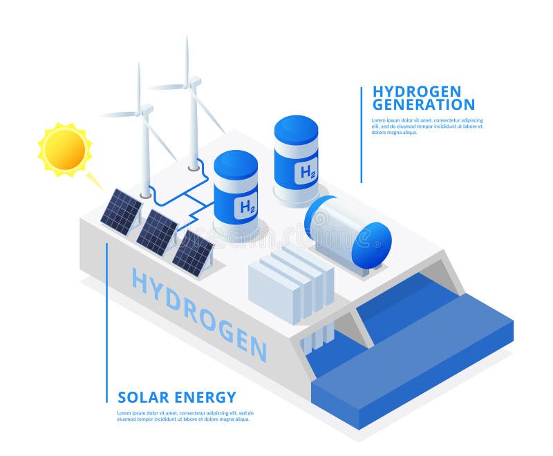 Hydrogen Generation Illustration stock illustration
