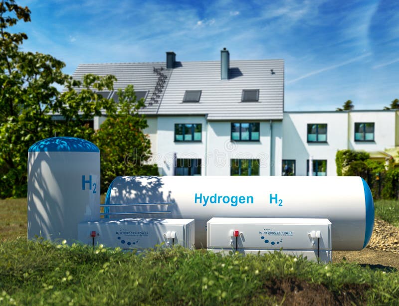 Hydrogen renewable energy production - hydrogen gas for clean electricity at real estate home