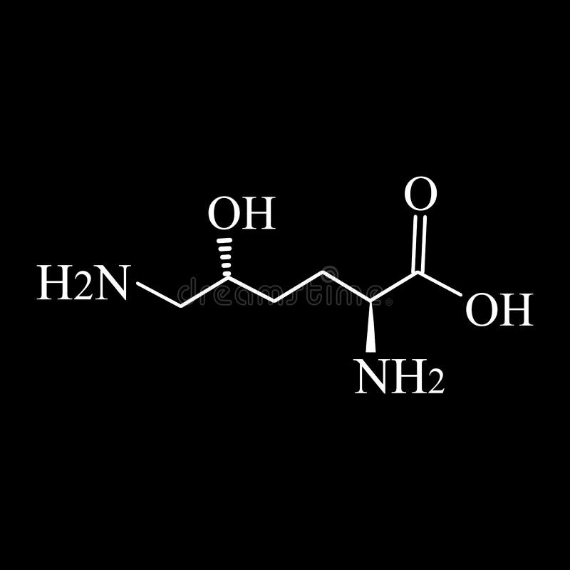 Hydroxylysine Chemical Structure. Vector Illustration Hand Drawn Stock Vector Illustration of
