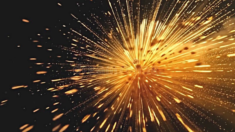 Hyper-realistic 3D animation, explosive eruption of golden dust, Generative AI royalty free illustration