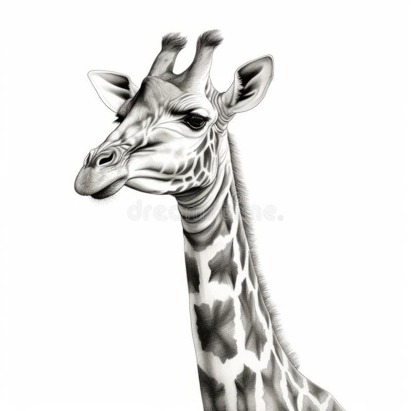Hyper-realistic Giraffe Head Drawing with Detailed Comic Book Art Style