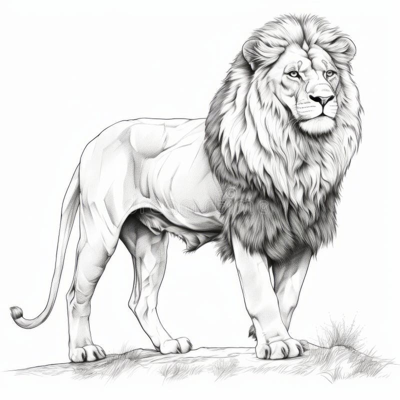 Hyper-realistic Lion Illustration: Clean And Sharp Inking With Rtx On vector illustration