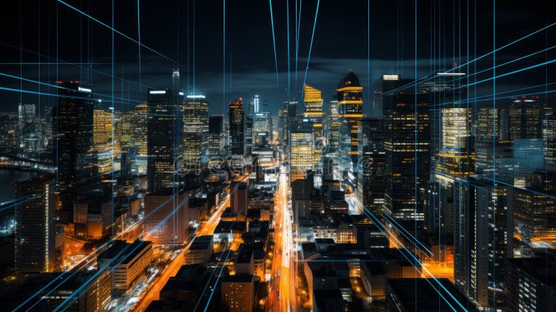 A hyper zoomed in view of a bustling cityscape vector illustration