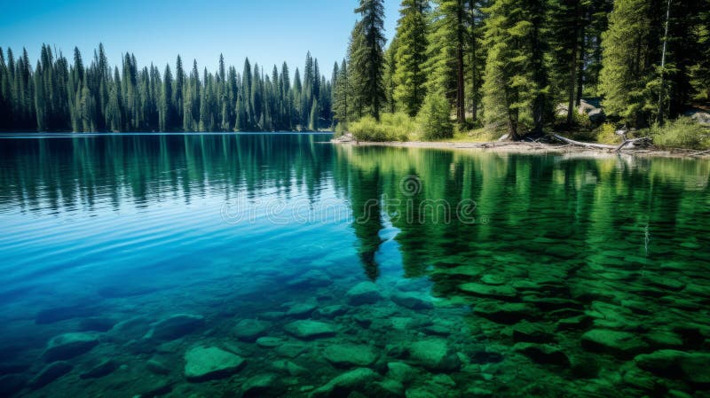 A hyper zoomed view of a tranquil lakeside royalty free illustration