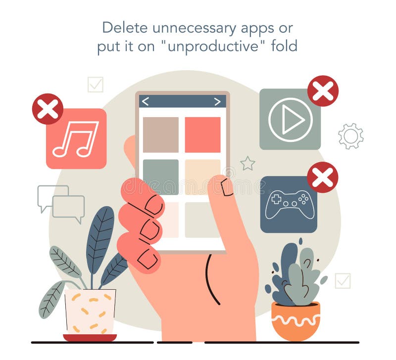 Hyperfocus idea, how to become more efficient. Delete unnecessary royalty free illustration