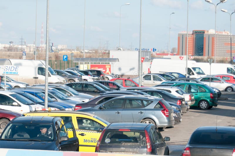 Hypermarket parking lot editorial stock image. Image of creative - 51495924