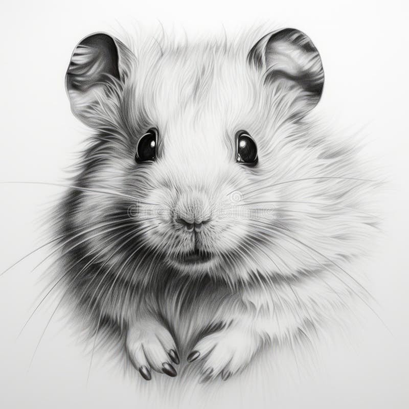Hyperrealistic Black and White Hamster Portrait Tattoo Drawing Stock ...