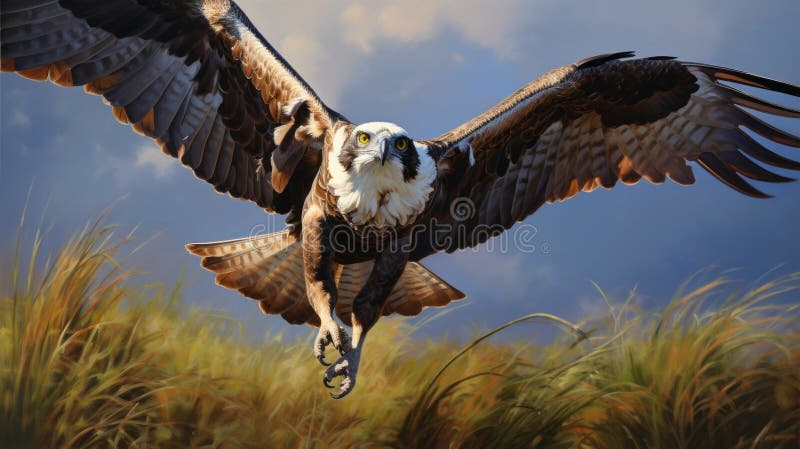 Hyperrealistic Osprey In Vibrant Maya Rendering: National Geographic-inspired Art vector illustration