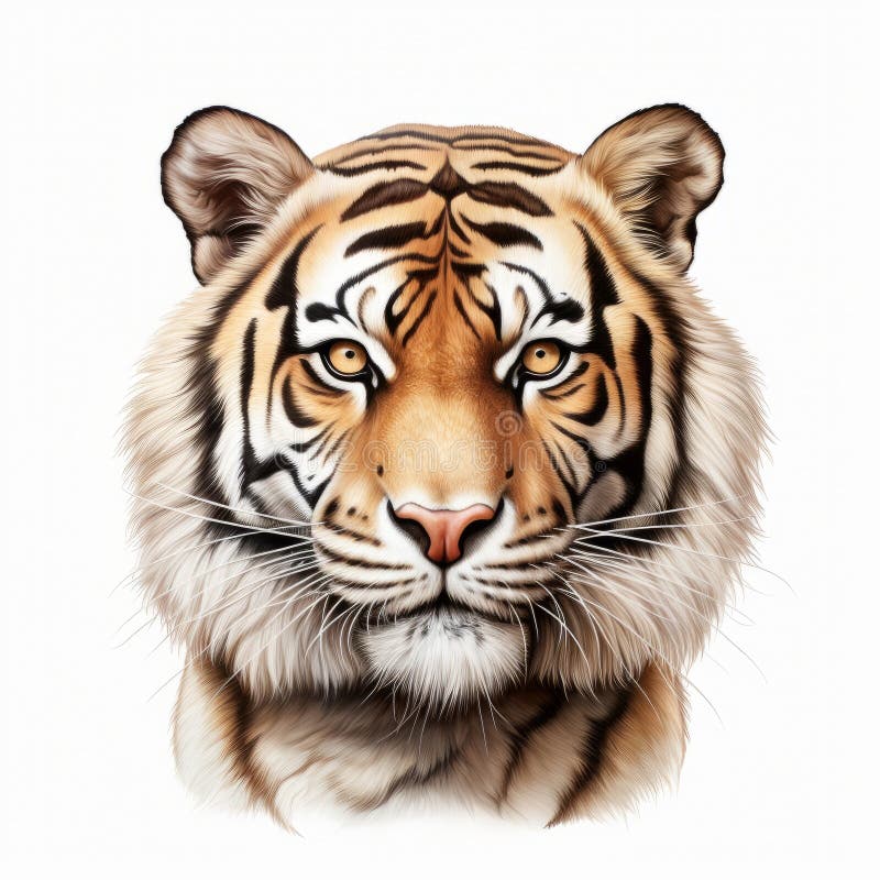 Hyperrealistic Tiger Face Illustration On White Background vector illustration