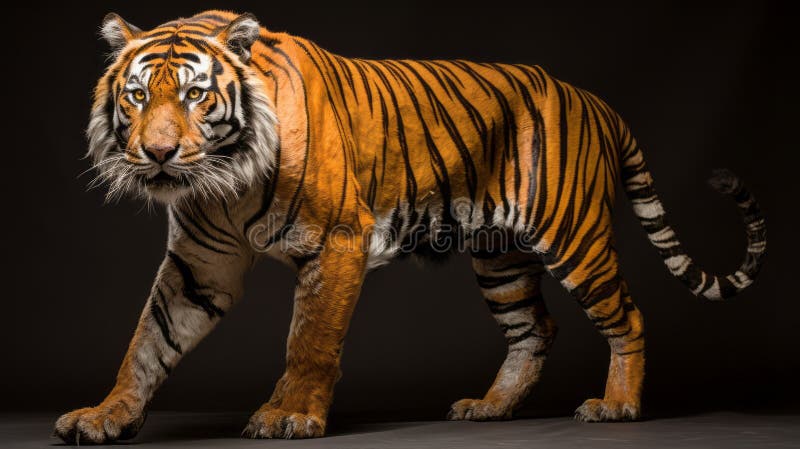 Hyperrealistic Tiger Walking In Unreal Engine stock illustration