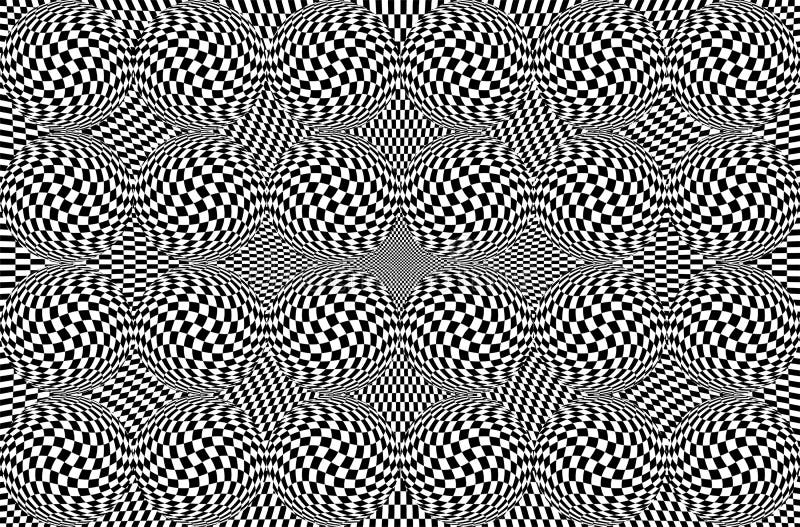 Hypnotic optical illusion in black and white color. Vision 3D geometric background. Abstract optic modern shape in royalty free stock photography