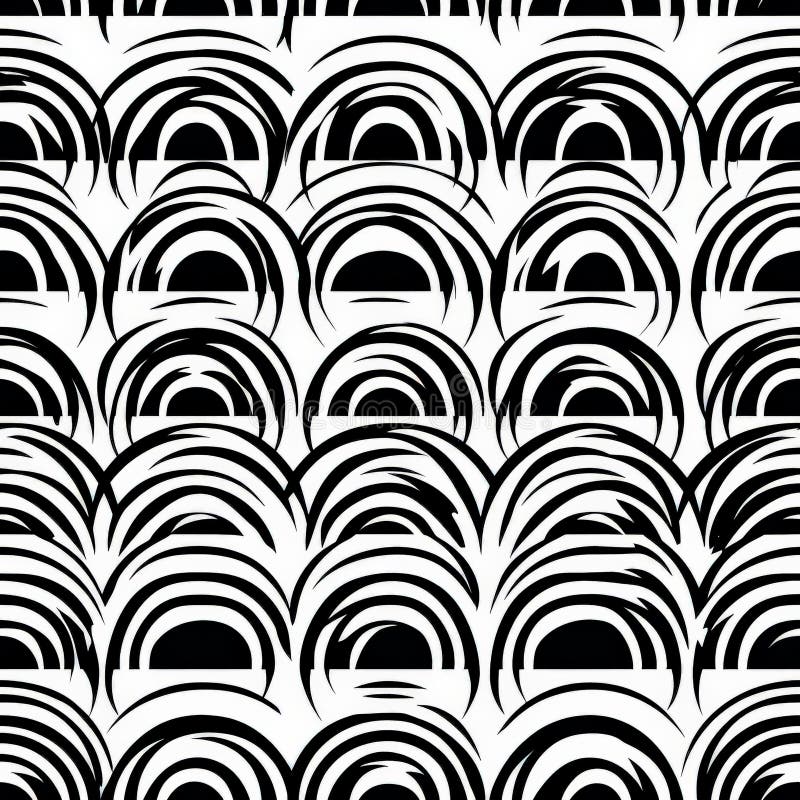 A hypnotic optical illusion pattern, where black and white circles create a mesmerizing movement effect for a bold and graphic look Ai generated