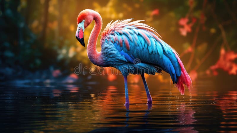 Hypnotisierend blauer Flamingo lizenzfreie abbildung