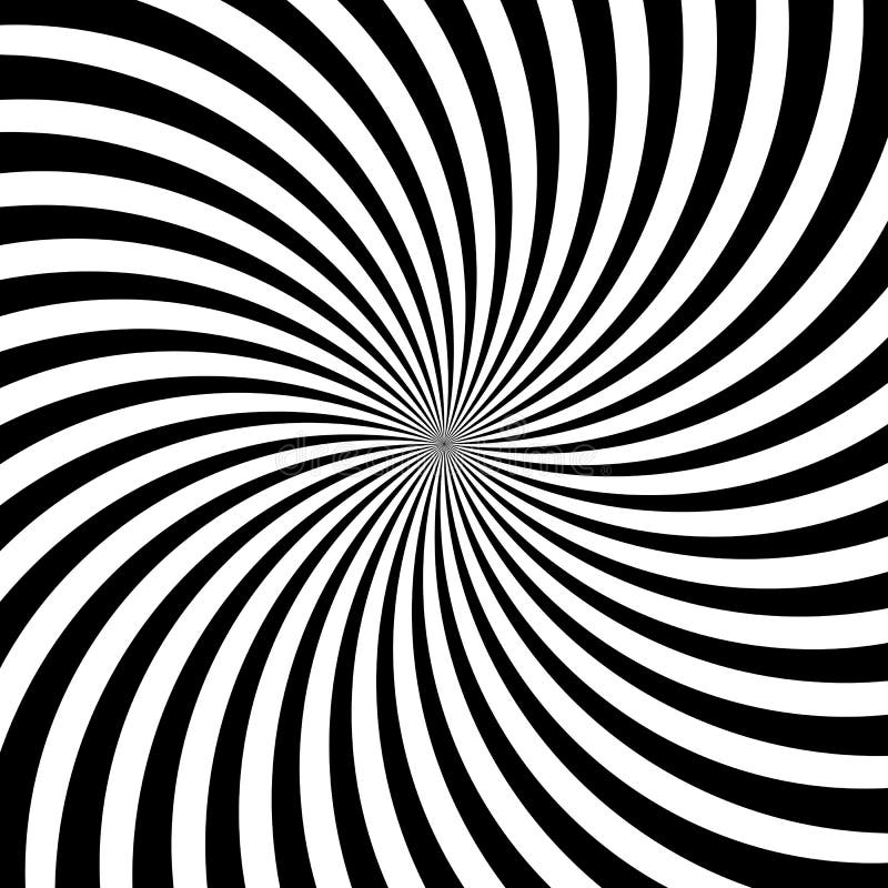 Hypnotiska virvellinjer abstrakt bakgrund för modell för virvel för vektor för optisk illusion för vitsvart stock illustrationer