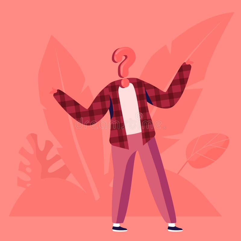 Hypocrisy and Identity Concept. Unrecognizable Anonymous Person with Question Mark Instead of Head Shrug royalty free illustration Hypocrisy and Identity Concept. Unrecognizable Anonymous Person with Question Mark Instead of Head Shrug royalty free illustration