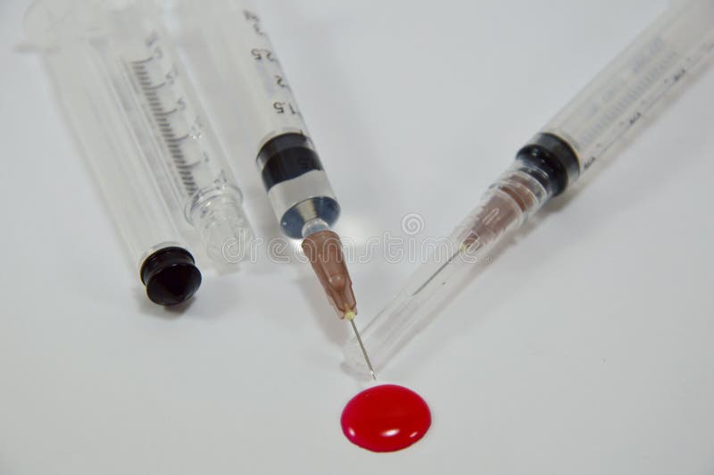 Hypodermic Syringe and Red Drop Stock Image Image of drug, drop 53945951