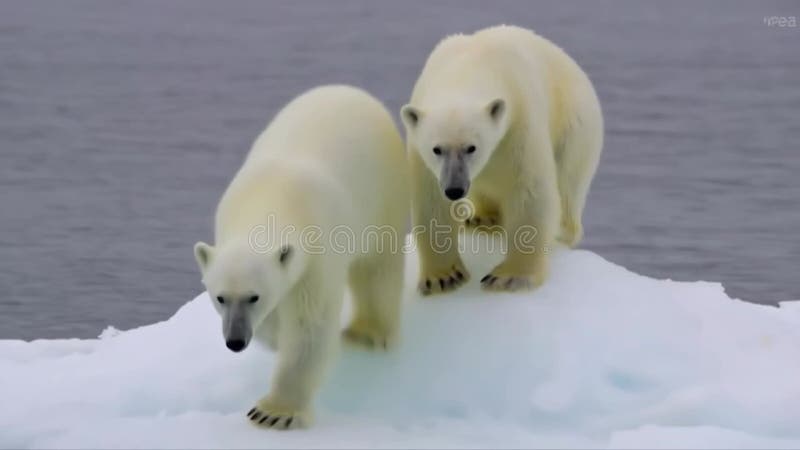 Hábitat vulnerable : un oso polar en una plataforma de hielo fragmentada en medio del calentamiento global libre illustration