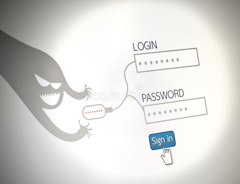 Häcker stehlen Passwortbildkonzept der Sicherheit, websit lizenzfreie abbildung Häcker stehlen Passwortbildkonzept der Sicherheit, websit lizenzfreie abbildung