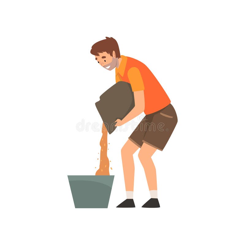 Hällande korn för zooarbetare i hinken, yrkesmässig Zookeeper Character Caring av djurvektorillustrationen royaltyfri illustrationer Hällande korn för zooarbetare i hinken, yrkesmässig Zookeeper Character Caring av djurvektorillustrationen royaltyfri illustrationer
