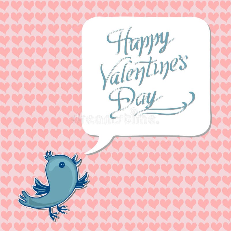 Hälsa lycklig valentindag med den blåa fågeln stock illustrationer Hälsa lycklig valentindag med den blåa fågeln stock illustrationer