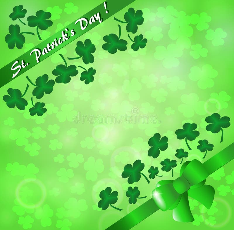 Hälsningkort för dag för St Patrick ` s på en grön bakgrund av sidor av en växt av släktet Trifolium royaltyfri illustrationer Hälsningkort för dag för St Patrick ` s på en grön bakgrund av sidor av en växt av släktet Trifolium royaltyfri illustrationer