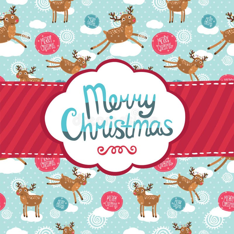 Hälsningkort för glad jul med hjortmodellen. royaltyfri illustrationer Hälsningkort för glad jul med hjortmodellen. royaltyfri illustrationer