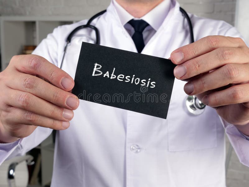 Hälsovårdskoncept: babesios med skylt på bladet