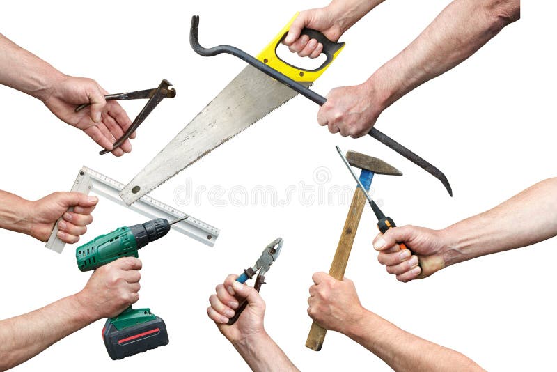 Hände von Arbeitskräften mit Tool-Kit lizenzfreies stockfoto Hände von Arbeitskräften mit Tool-Kit lizenzfreies stockfoto
