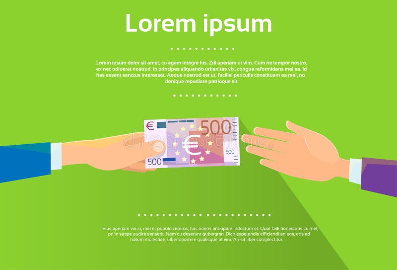 Händer ger sedelaffärsmannen Flat för euro 500 stock illustrationer Händer ger sedelaffärsmannen Flat för euro 500 stock illustrationer