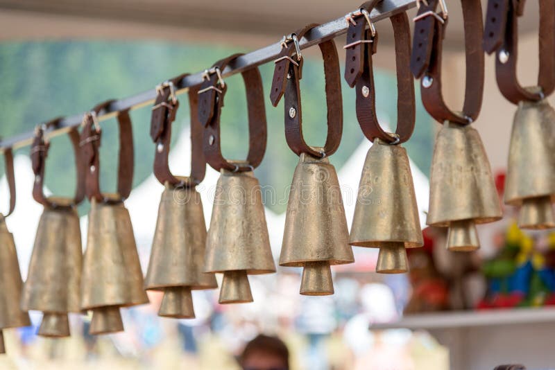 Hanging cow/sheep bell with a leather strap. Hanging cow/sheep bell with a leather strap