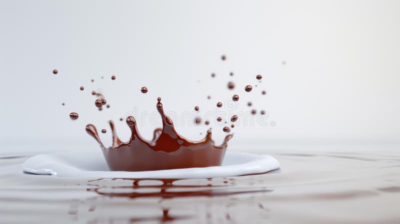 Hänge sig åt chokladens rika allure som fångats i fantastiska 3d-plaskar och vågor som är perfekta för efterserälskare stock illustrationer
